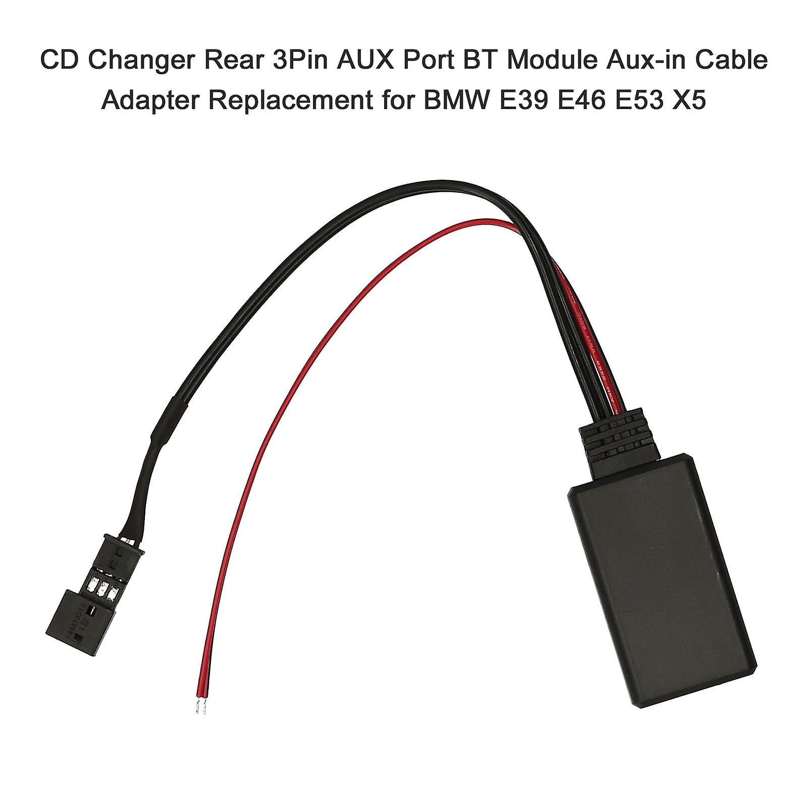 Cd Changer Rear 3pin Aux Port Bt Module Aux-in Cable Adapter Replacement For Bmw E39 E46 E53 X5