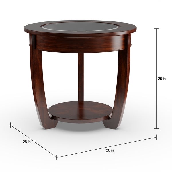 Furniture of America Curved Rustic Dark Cherry 28-inch Side Table