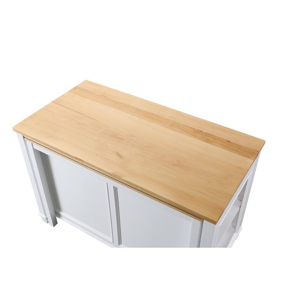 Design Element Medley White Kitchen Island with Slide Out Table KD-01-W