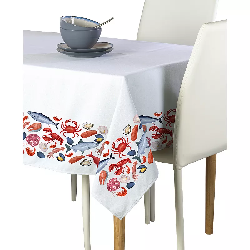 Rectangular Tablecloth， 100% Polyester， 60x84， Fresh Seafood Garland