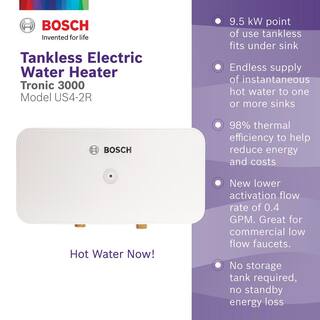 Bosch Tronic 3000 US4-2R 4kW 2.5 GPM Point-of-Use Electric Tankless Water Heater 7736505868