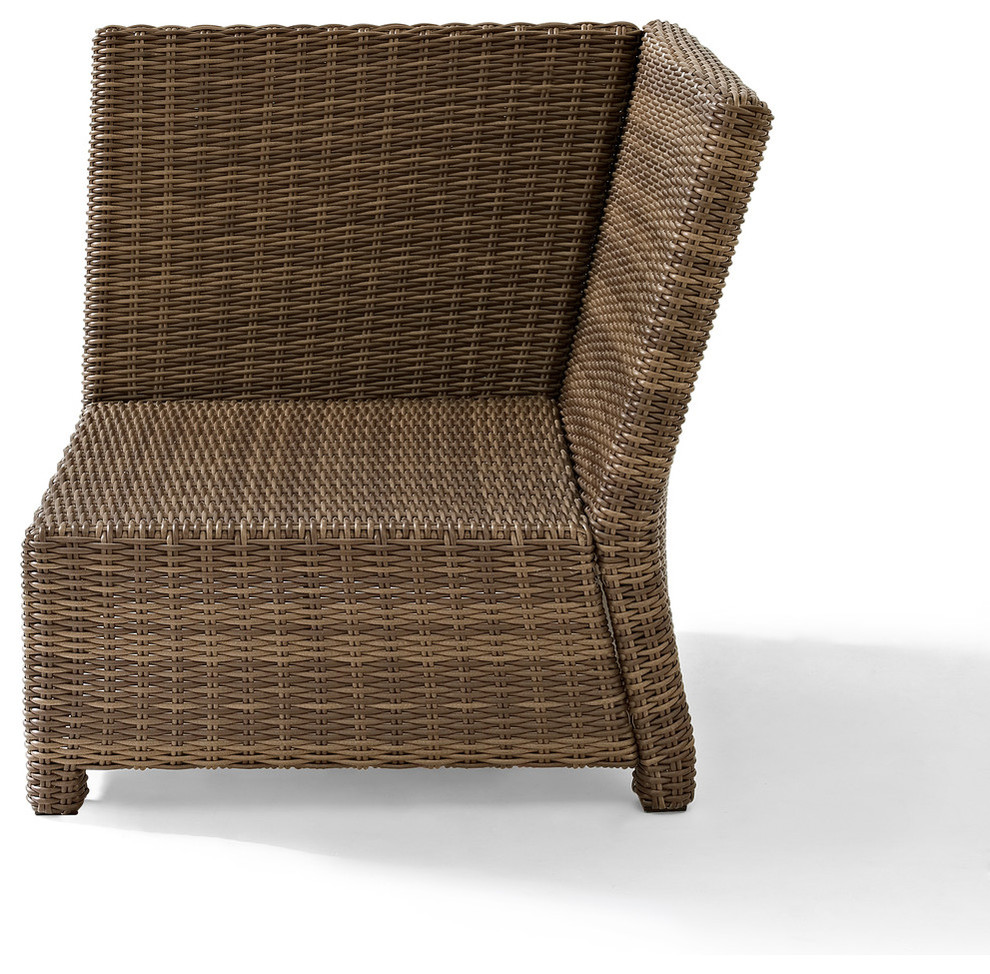 Crosley Bradenton Wicker Corner Patio Chair in Brown and Sangria   Tropical   Outdoor Lounge Chairs   by Virventures  Houzz