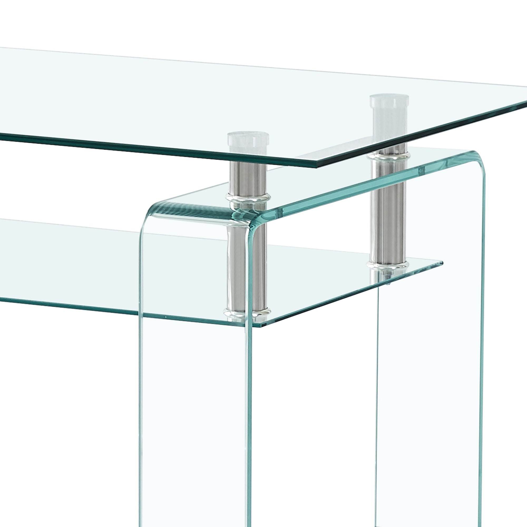 Clear Glass Coffee Table, Tempered Glass Coffee Table for Living Room