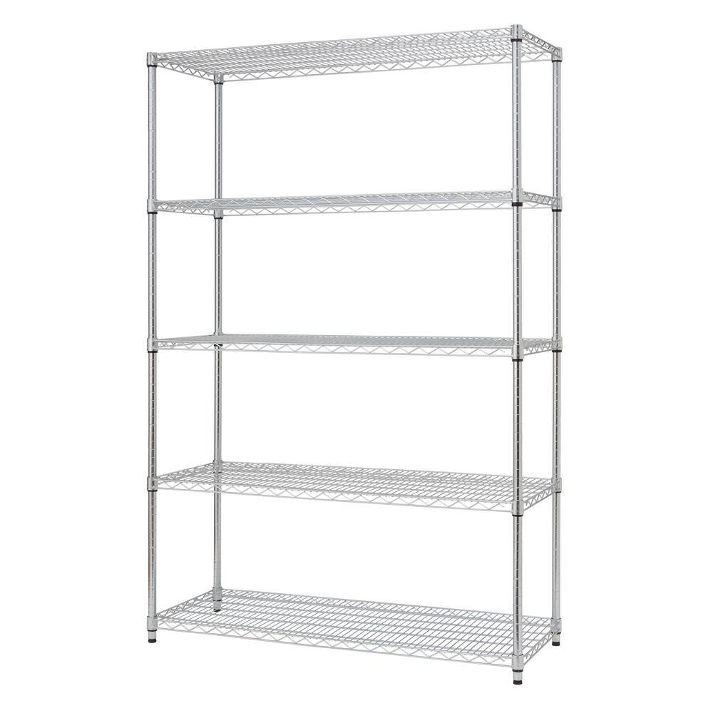 Trinity Chrome 5-Tier Steel Wire Shelving Unit (48 in. W x 72 in. H x 18 in. D) TBFZ-0910