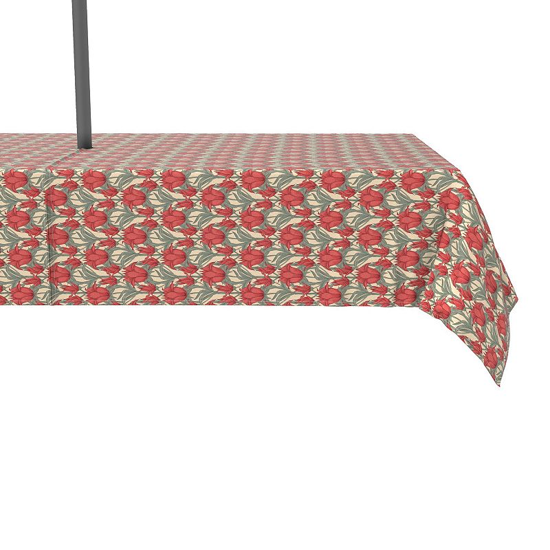 Water Repellent， Outdoor， 100% Polyester， 60x104， Scarlet Red Flowers