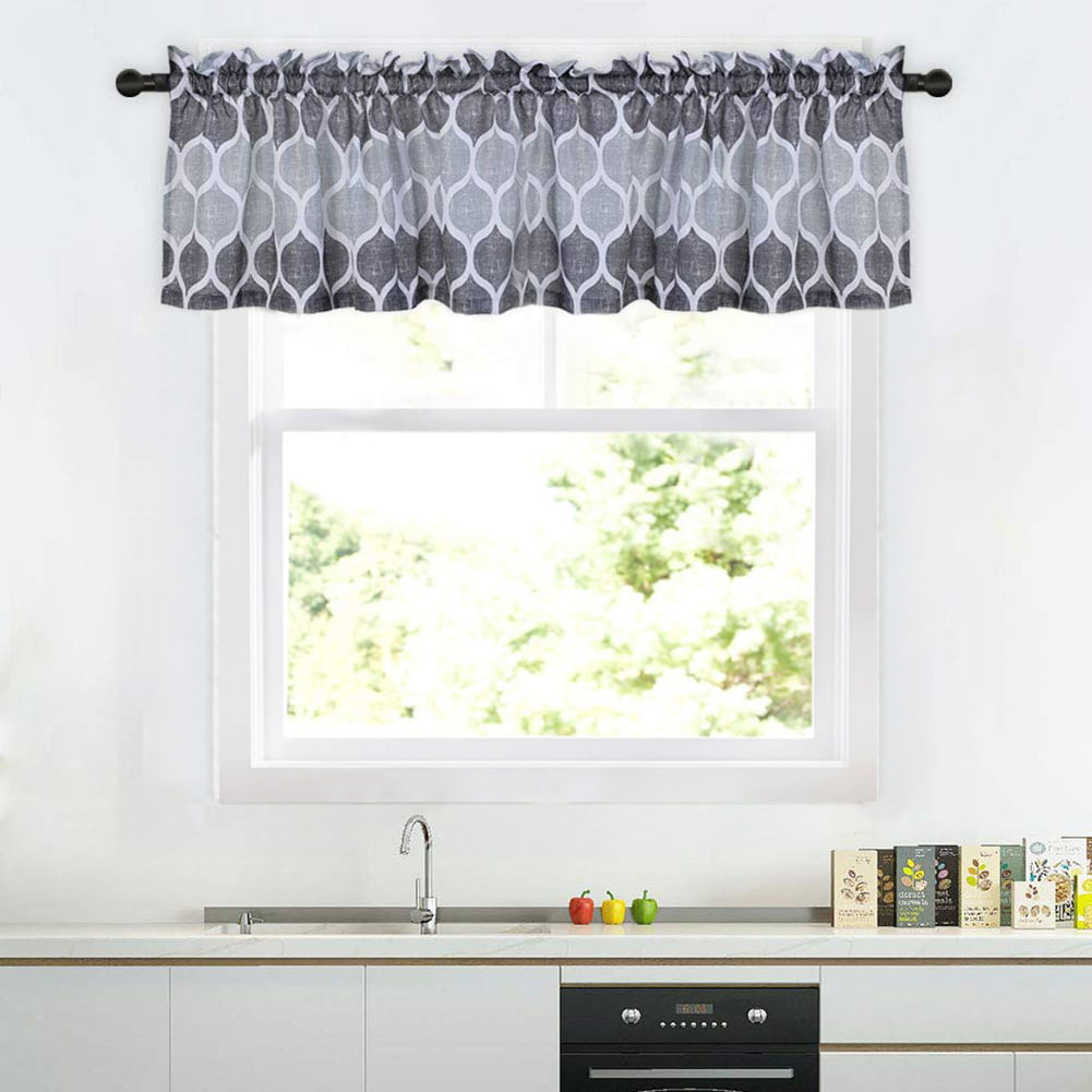 Haperlare Kitchen Valance Curtains 56W x 15L Moroccan Pattern Valance for Bathroom Blackout Cafe Valance Curtain， Taupe， 1 Panel