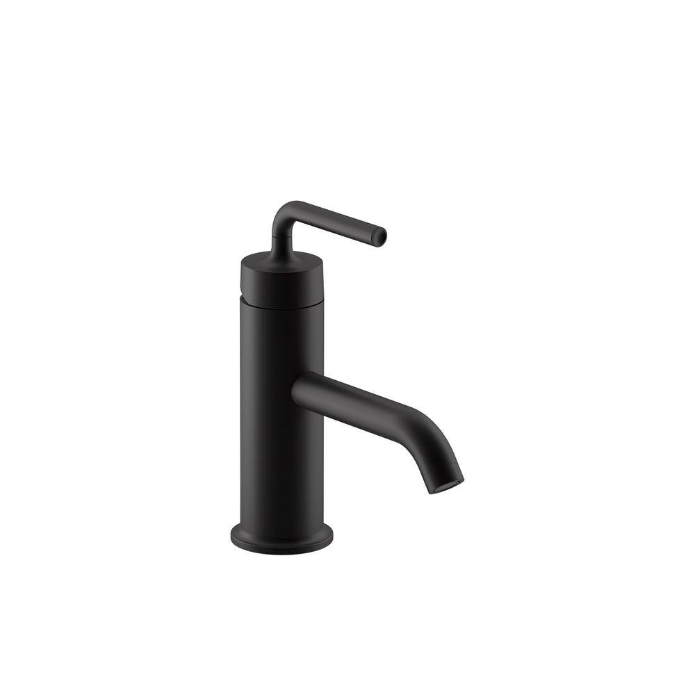 KOHLER Purist Single-Handle Single Hole Bathroom Faucet with Straight Lever Handle in Matte Black K-14402-4A-BL