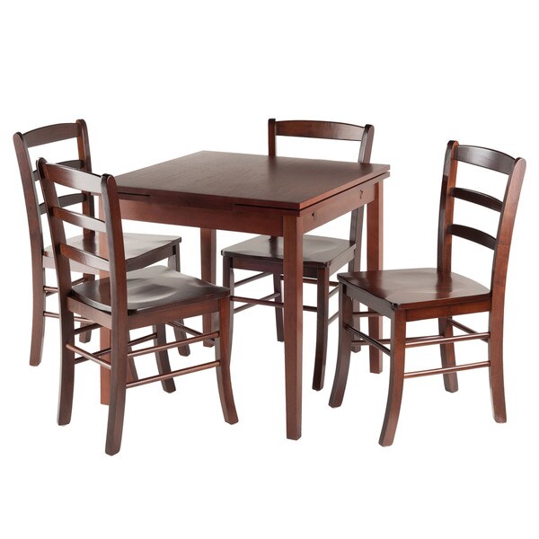 Winsome Pulman Extension 5-Piece Wooden Dining Table with Ladder Back Chairs