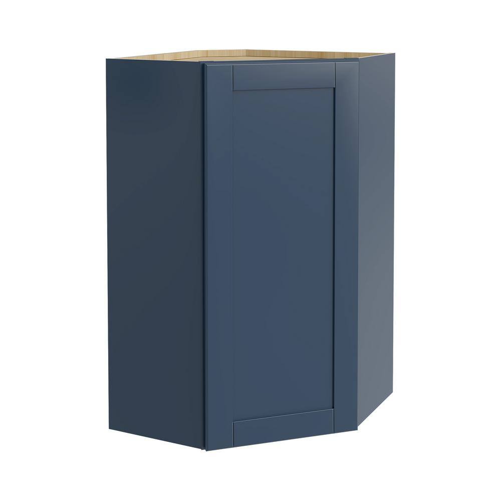 Home Decorators Collection Washington Vessel Blue Plywood Shaker Stock Assembled Corner Kitchen Cabinet Diagonal Sft Cls Lt 24 in. x 42 in. x12 in. WA2442L-WVB