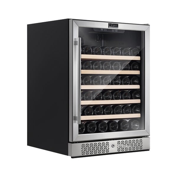 24 in. Single Zone 52-Bottle Built-In and Freestanding Wine Cooler in Stainless Steel