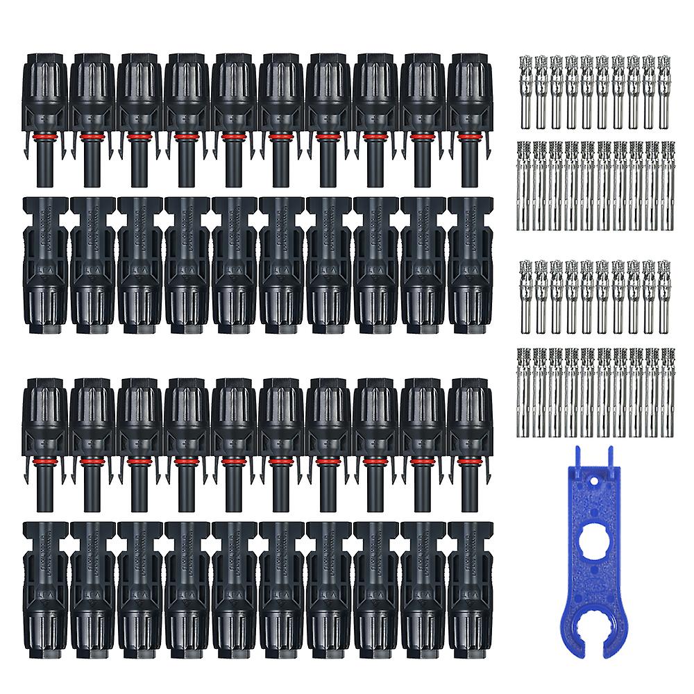 20 Pairs Male/female Solar Panel Cable Connectors With Spanner Assembly Tool For Pv System  20 Pairs