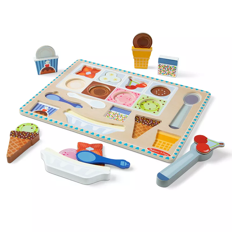 Melissa and Doug Ice Cream Wooden Magnetic Puzzle Play Set