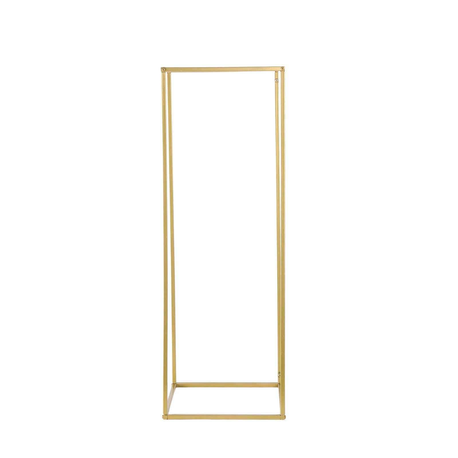 2 Pack Rectangular Gold Metal Wedding Flower Stand, Geometric Column Frame Centerpiece 32