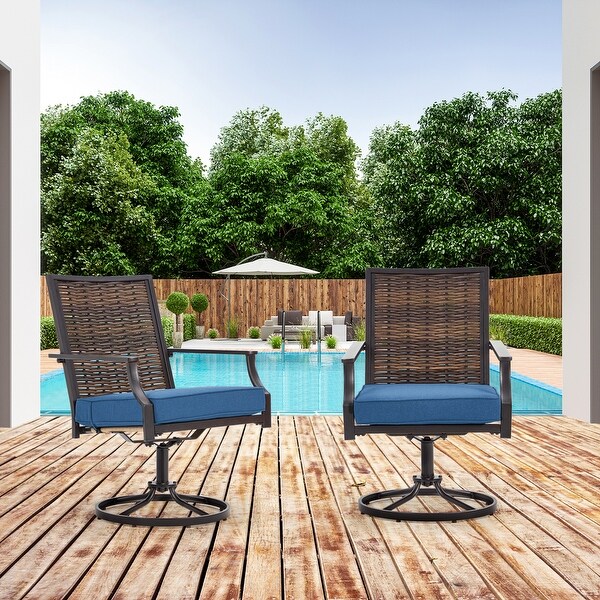 EROMMY Swivel Patio Dining Chairs Set of 2，Outdoor Wicker Aluminum Swivel Chair，Swivel Rocker with AllWeather Aluminum Frame