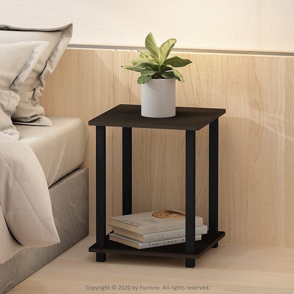 Furinno Simplistic End Table - Espresso/Black (Set of 2)