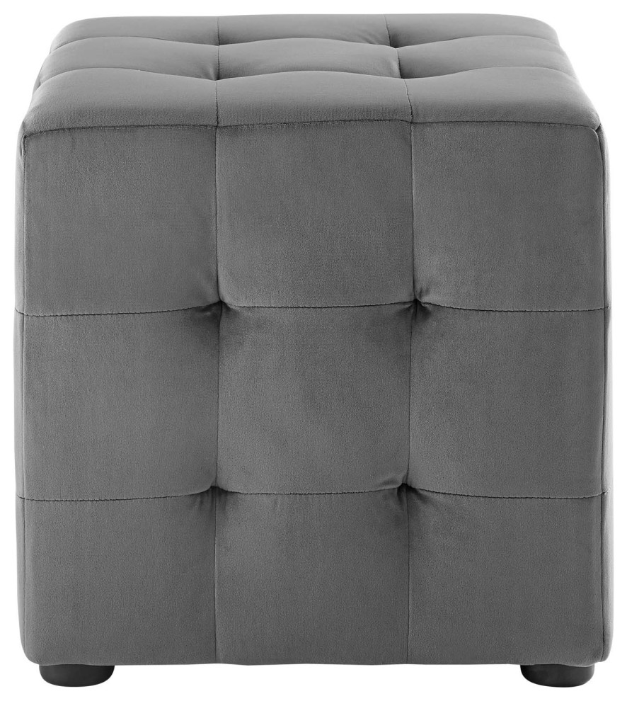 Modern Designer Lounge Accent Chair Ottoman  Velvet Fabric  Grey Gray   Contemporary   Footstools And Ottomans   by House Bound  Houzz