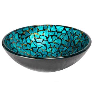 Eden Bath Mosaic Glass Round Vessel Sink in Blue and Gold EB_GS60