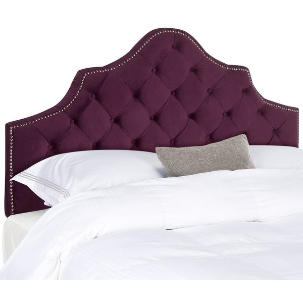 SAFAVIEH Arebelle Aubergine Velvet Upholstered Tufted Headboard - Silver Nailhead (Full) - - 11551688