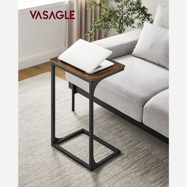 C-Shaped Side Table， End Table for Sofa， Couch Table with Metal Frame， Industrial， for Study