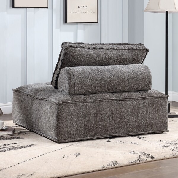 Upholstered Armless Accent Chair Lazy Sofa Seating， Linen