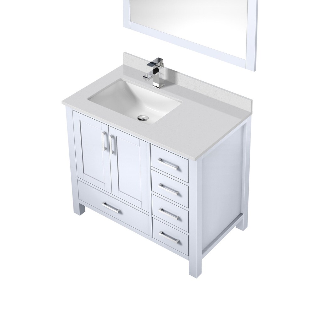 Jacques 36 in. Left White Bath Vanity  Quartz Top  Faucet    Mirror