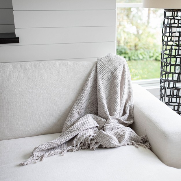 Hand Woven Gray Cotton Throw Blanket Foreside Home amp Garden