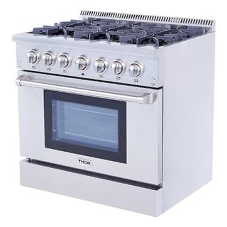 Thor Kitchen Pre-Converted Propane 36 in. 5.2 cu. ft. Oven Dual Fuel Range in Stainless Steel HRD3606ULP