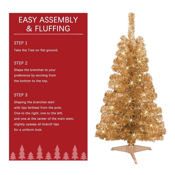 Champagne Tinsel 4foot Prelit Tree