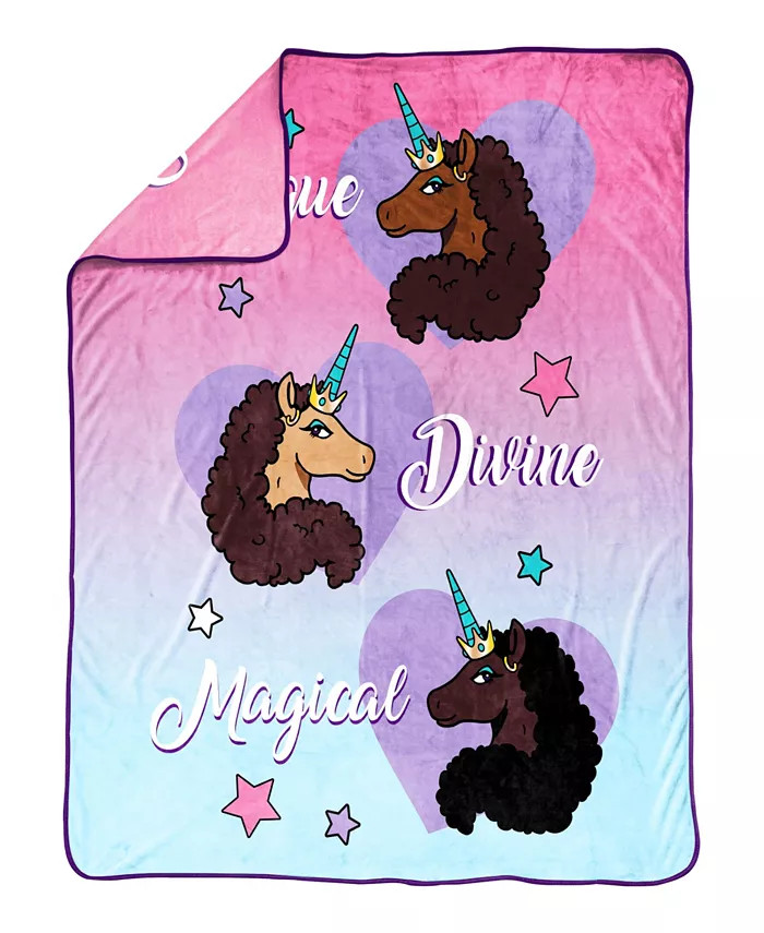 Jay Franco Afro Unicorn Unique， Divine， Magical Silk Touch Blanket， 90