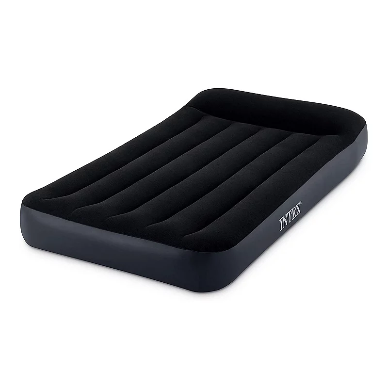 Intex Dura Pillow Rest Classic Blow Up Mattress Air Bed with Built In Pump， Twin