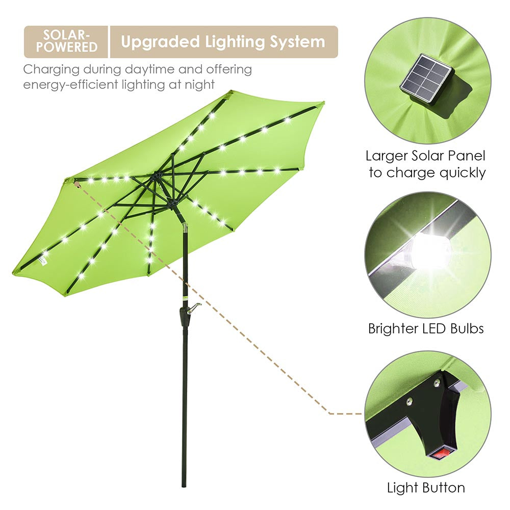 Yescom 9ft Solar LED Outdoor Market Tilt Patio Umbrella