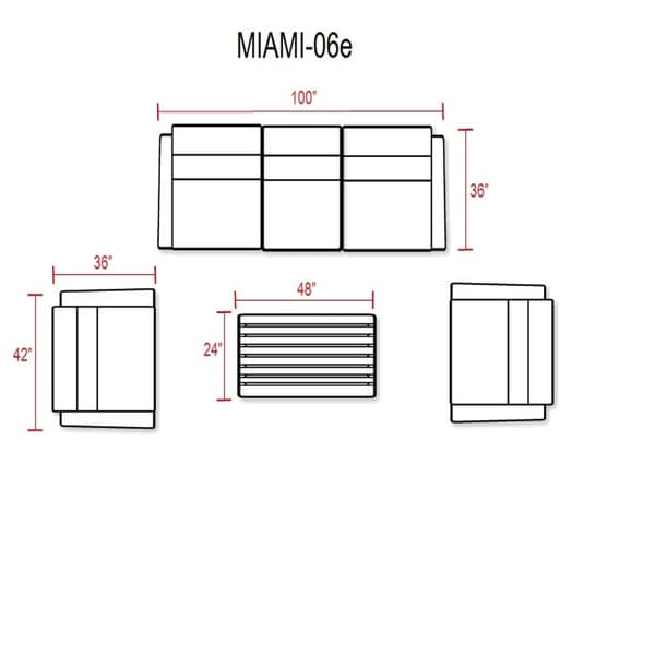 Miami 6 Piece Outdoor Wicker Patio Furniture Set 06e