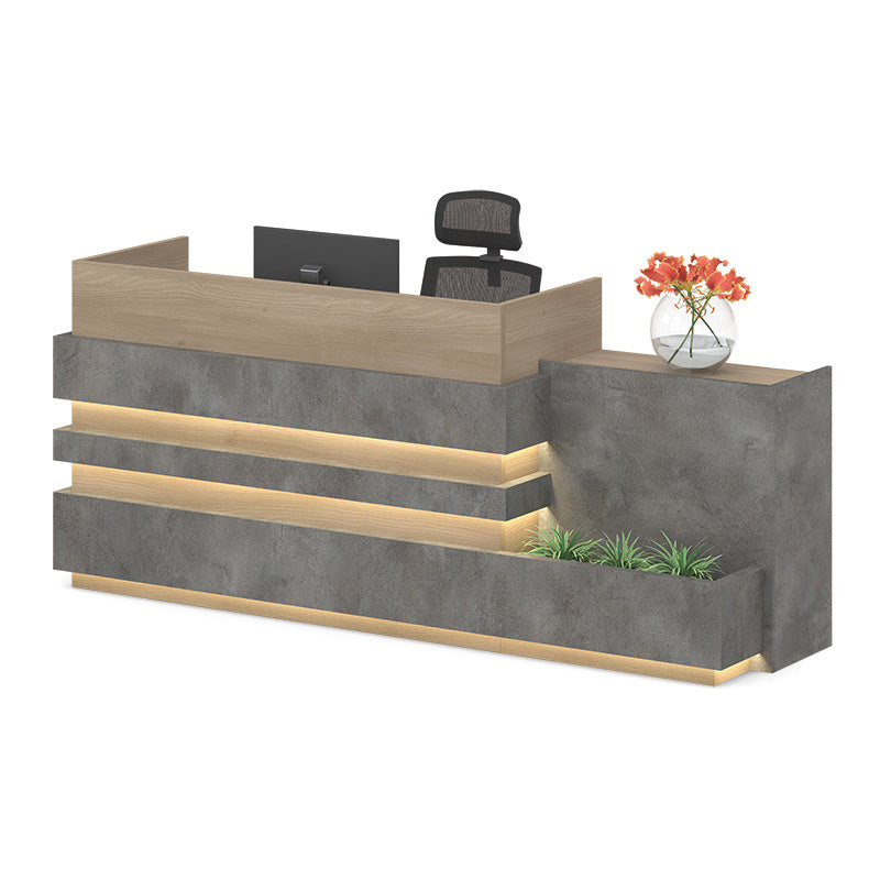 KERAN  Reception Desk 2.44M Right Panel - Acacia & Carbon Grey Colour