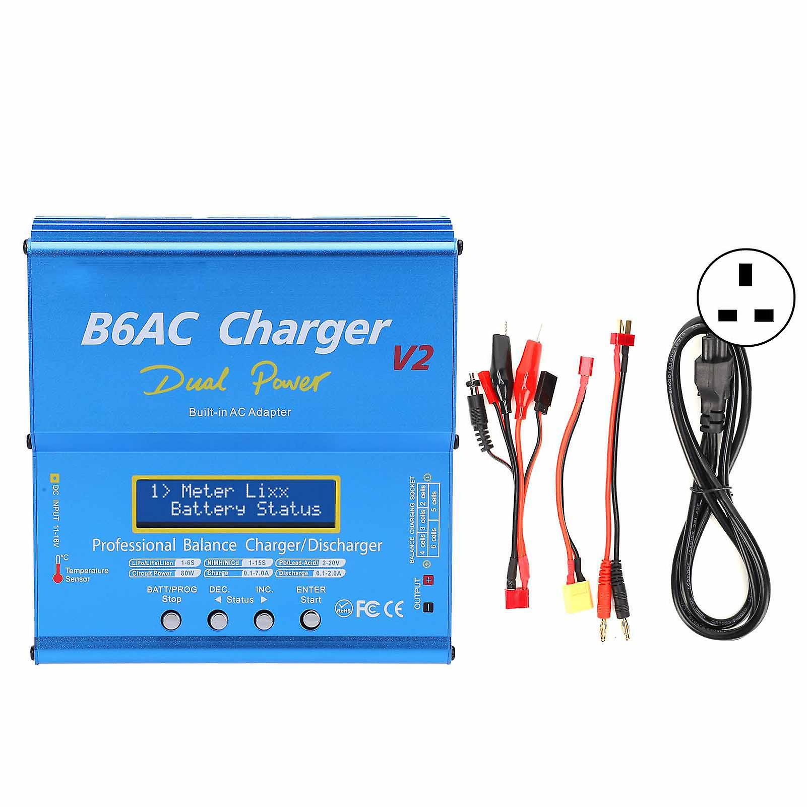 Balance Charger Discharger Intelligent Aluminum Alloy With Charging Cable 80w 7a B6ac V2blue Uk Plug 220v