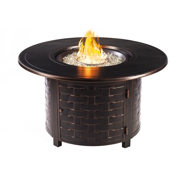 Black Aluminum Fire Table Set with Four Club Chairs