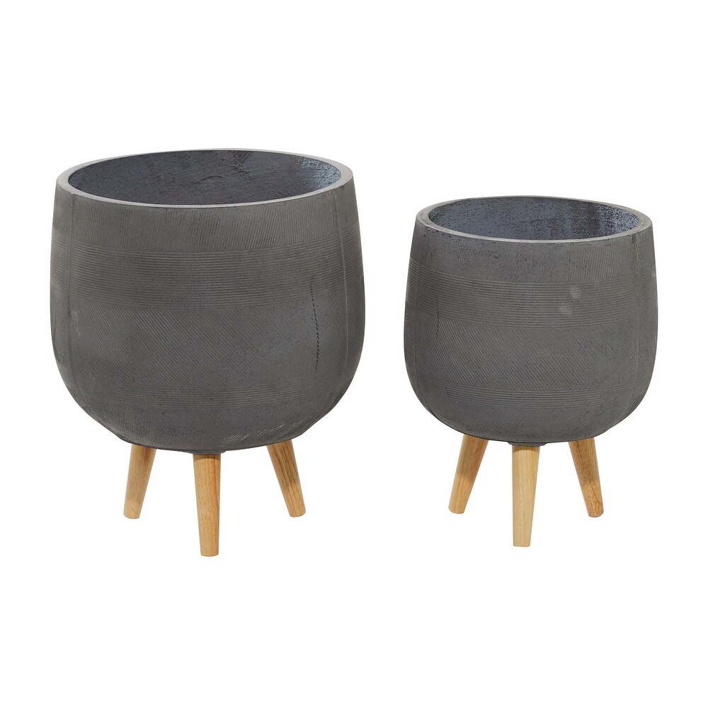 Ceramic Contemporary Planter (Set of 2)   12 x 12 x 15Round