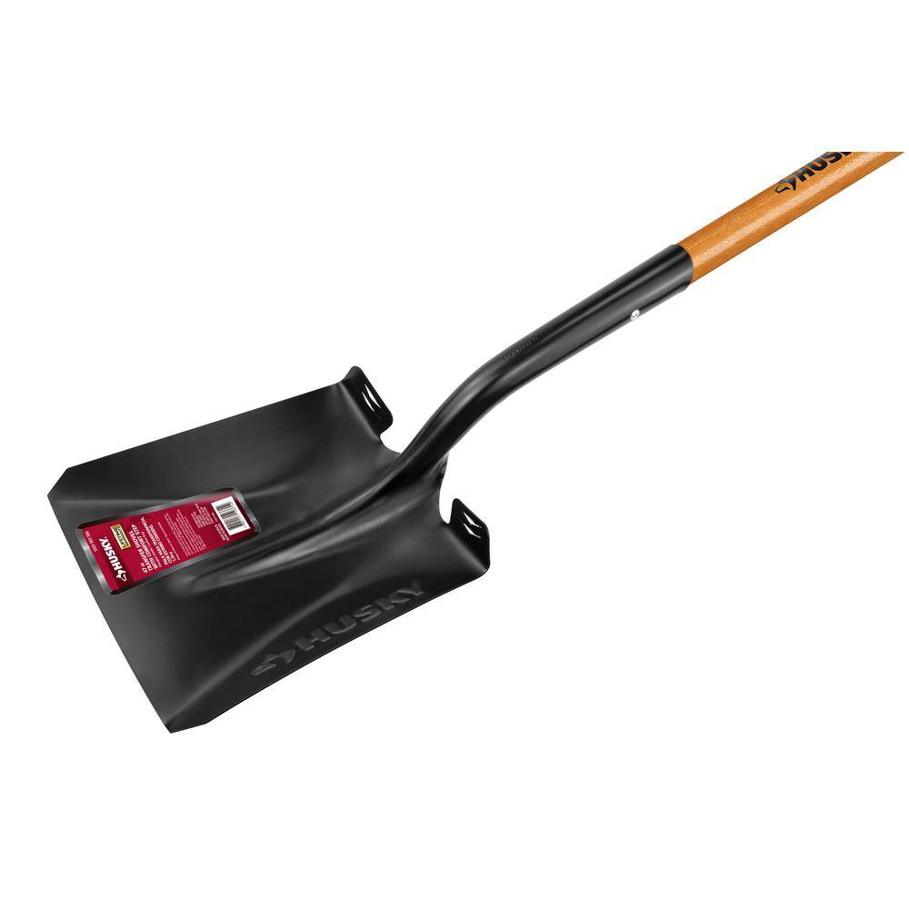 Husky 5-Piece 47 in. L Wood Handle Carbon Steel Transfer Shovel with Grip Garden Tool Set 78115-942