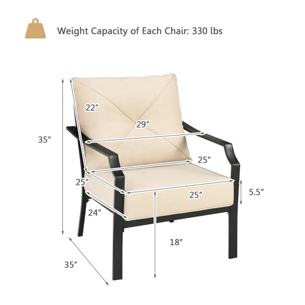 Tangkula Set Of 2 Patio Dining Chairs Outdoor Armchairs W padded Cushions For Backyard Garden Balcony