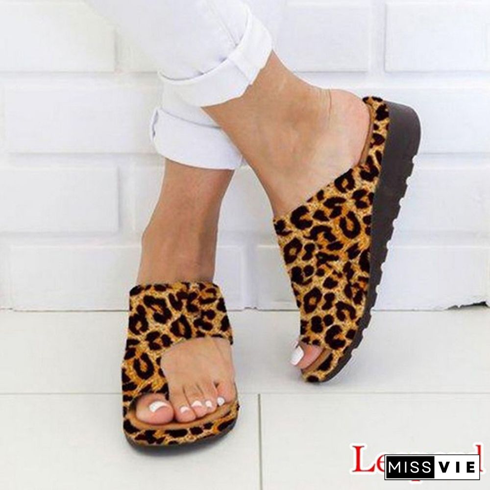 Women's Summer Fashion Beach Slippers Leather Wedges Open Toe Shoes Ladies Platform Slippers