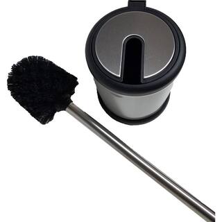 Bath Toilet Bowl Brush Holder with Folding Lid Stainless Steel 6643102