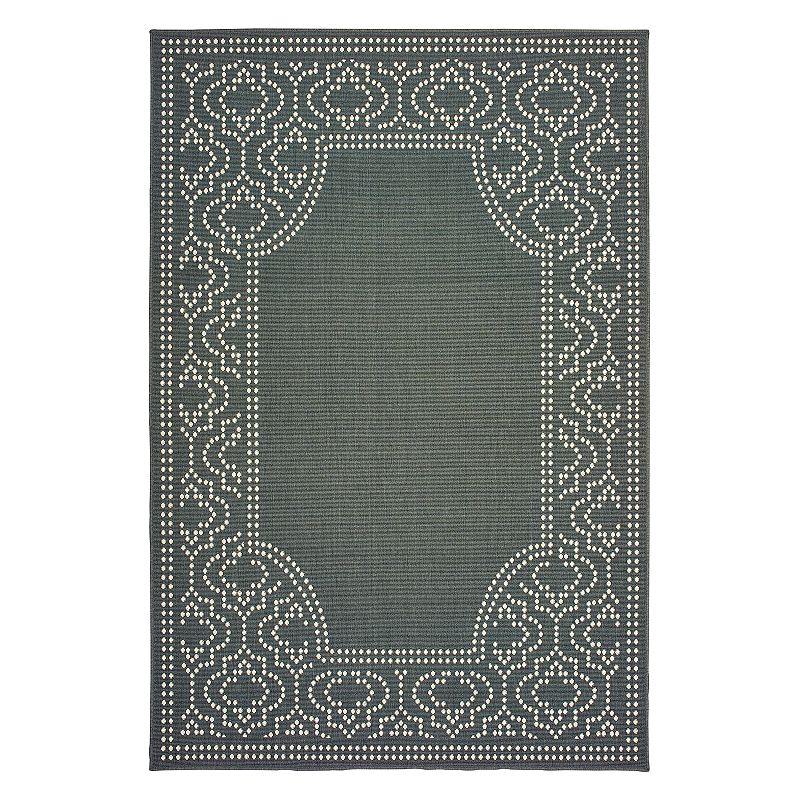 StyleHaven Mainland Delicate Geometric Border Indoor Outdoor Rug