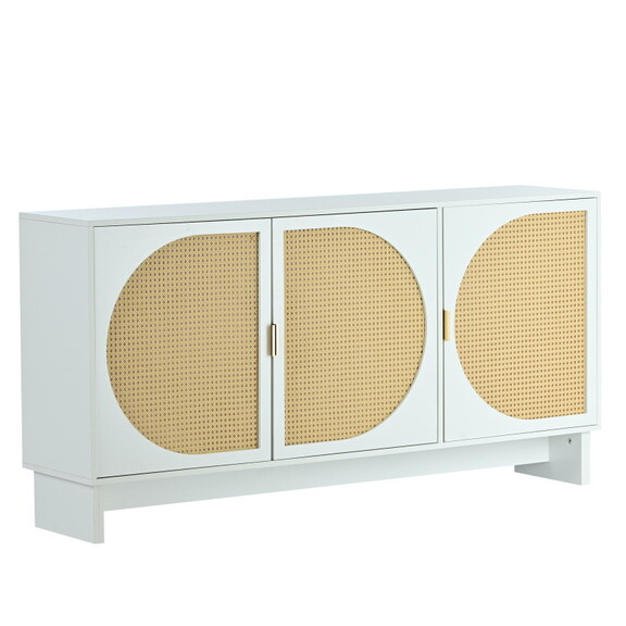 U_Style Storage Cabinet with Rattan Door  Mid Cent...