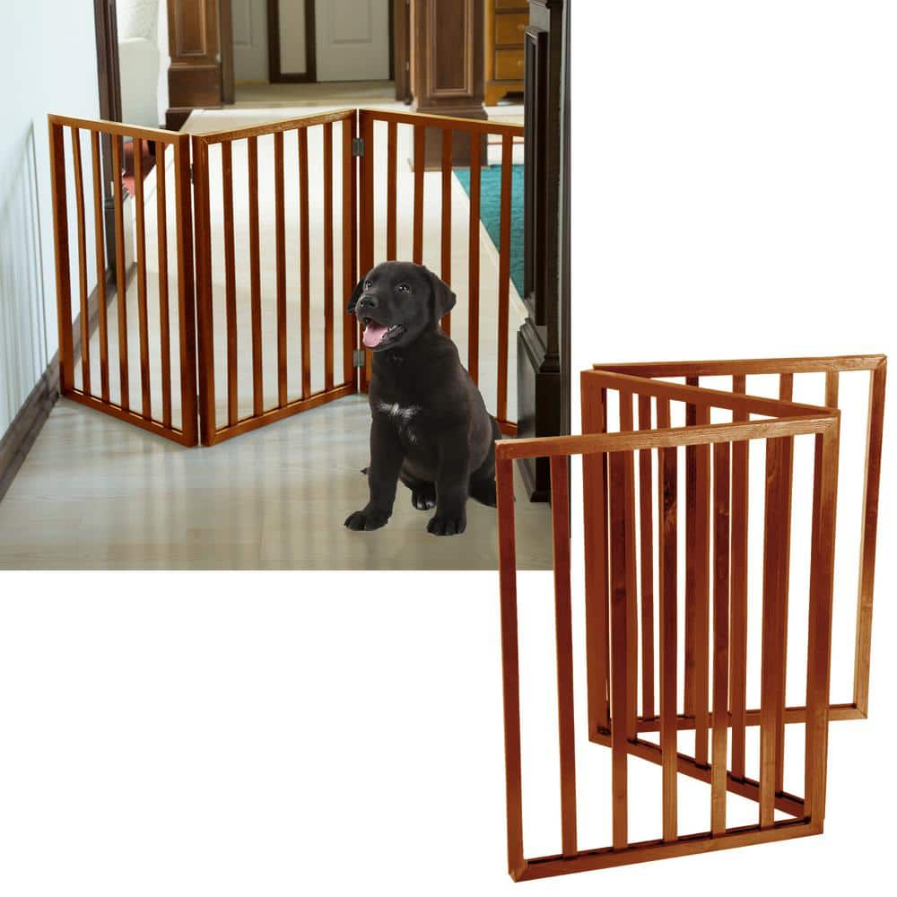 Petmaker 24 in. x 54 in. Wooden Freestanding Mahogany Pet Gate M320116