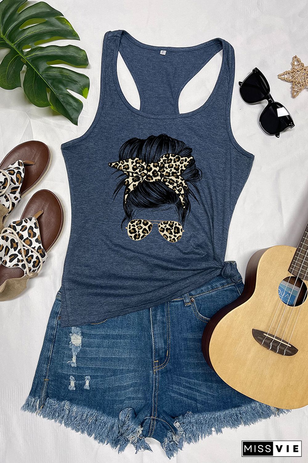 mama Leopard Print Sleeveless Tank Top Wholesale