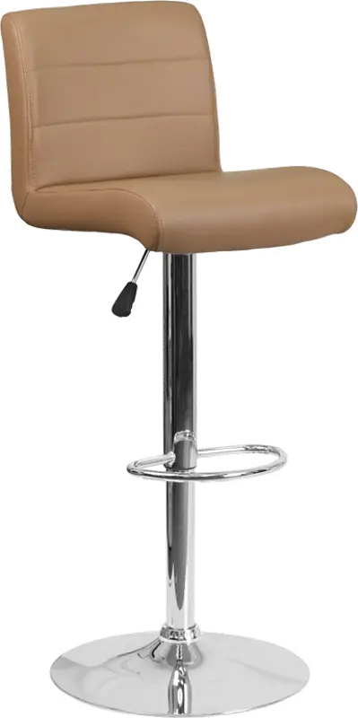 Cappuccino Vinyl Adjustable Bar Stool with Chrome Base