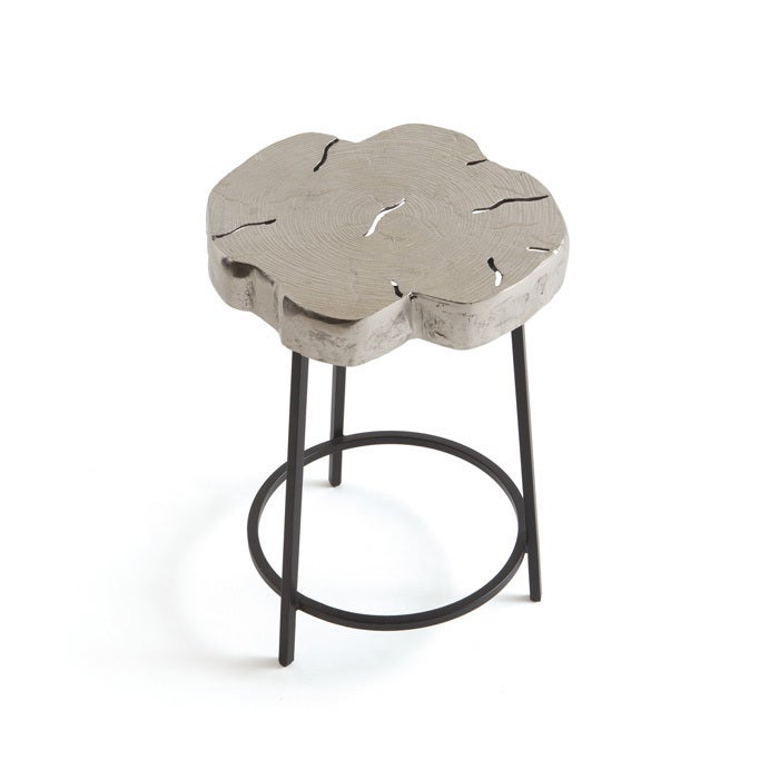 Black and Polished Nickel Iron Base Side table