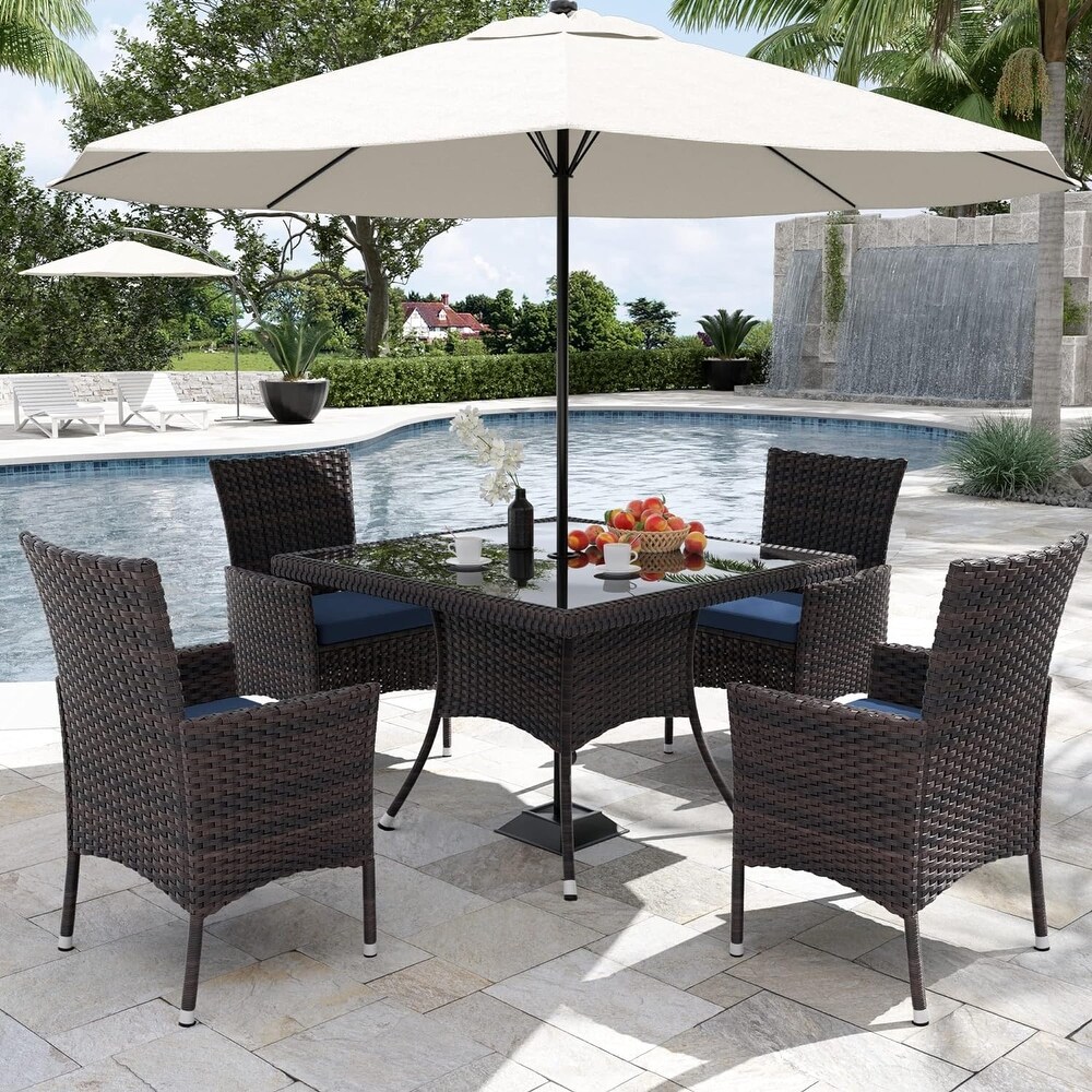 Kullavik Outdoor Dining Set  Rattan Patio Furniture Dining Table Chars