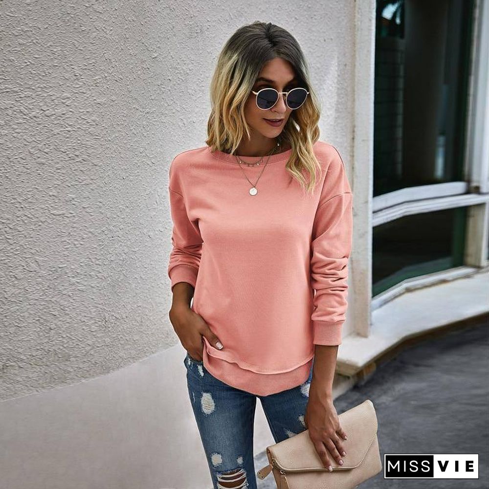 New Autumn Winter Woman Sweatshirt Without Hat Aesthetic Clothes Long Sleeve Streetwear Color Cute Tops Fall Women Clothing