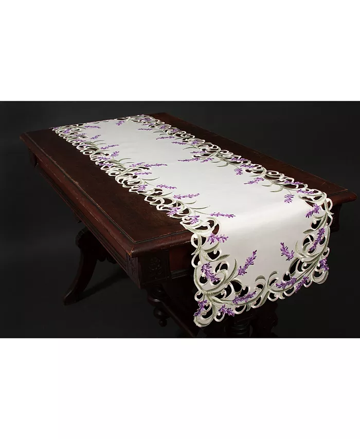 Xia Home Fashions Lavender Lace Embroidered Cutwork Table Runner 15 x 70