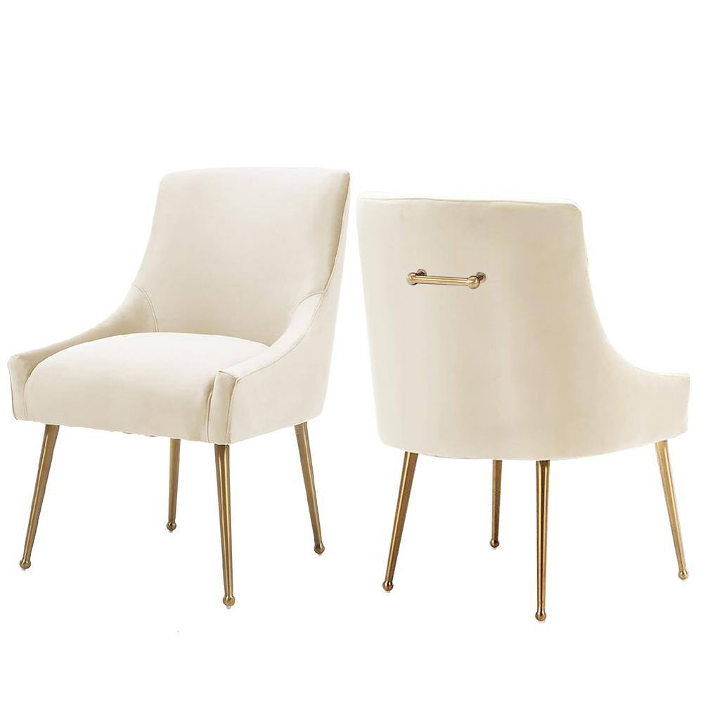 Boyel Living Beige Velvet Dinning Chair with Pulling Handle and Adjustable Foot Nails(Set of 2) HFSN-700BEIGE